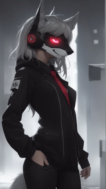 Anthro, Wolf Girl, Protogen1.1, Mechanical Parts, Whiskers,...