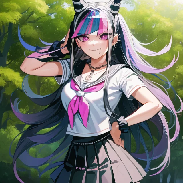 Mioda Ibuki Danganronpa Sakana City, Park Trees, Flowers, Ba...