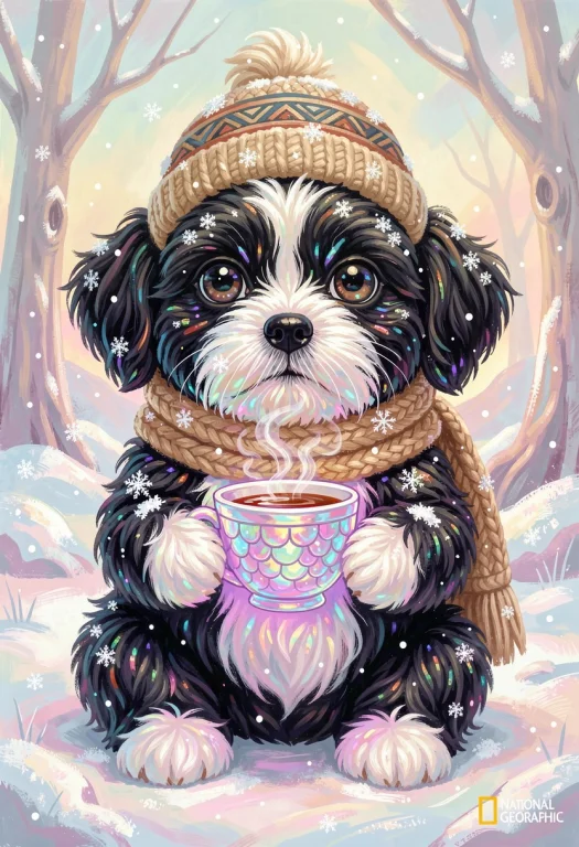 National Geographic-style Photo Of A Cute Black Lhasa Apso P...