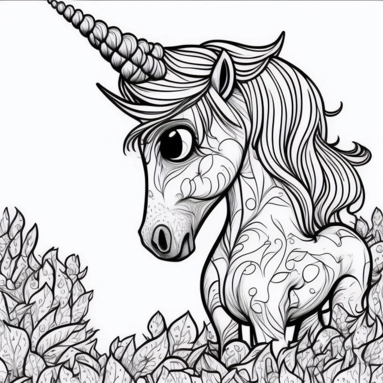 Sad Unicorn, Colr001, Intricate, Cute, Simple, White Backgro...