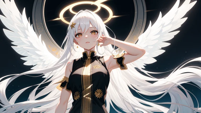 Ultra-detailed, Illustration,heaven Background, 1girl, White...
