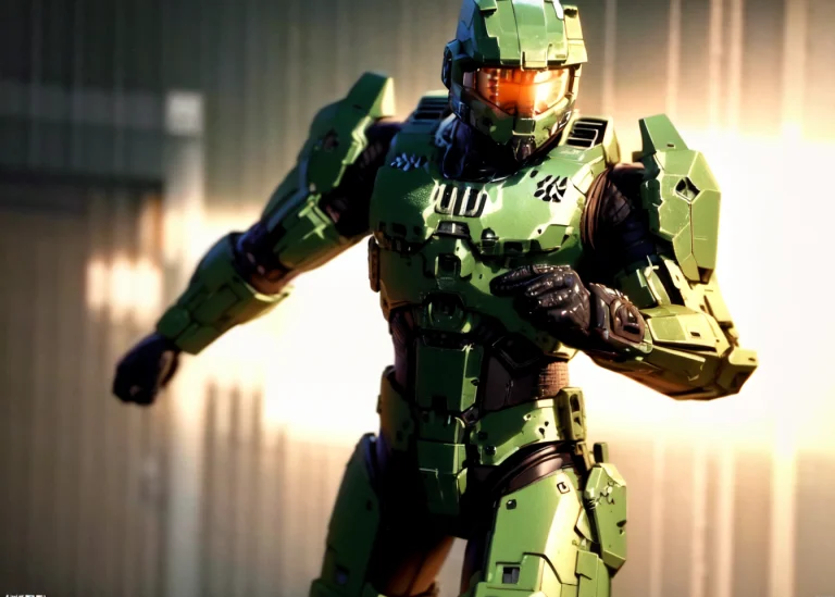 Best Quality, 1boy, Cowboy Shot Of Master Chief Running Thro...