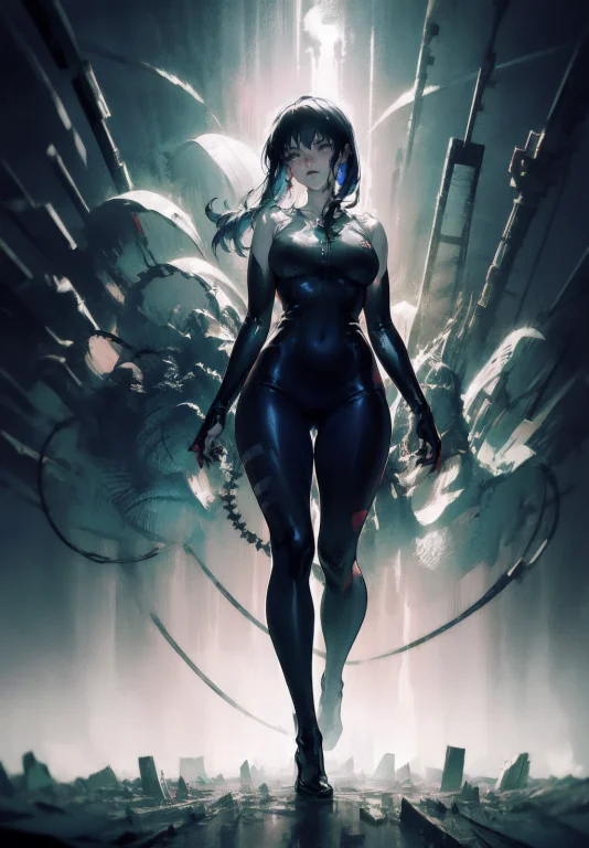 Hyperstylizev6, Particlea0.8, Full Body, Beautiful Post Apoc...