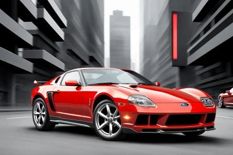 Masterpiece, Best Quality, Realistic, Photo, Red 14 Year Old... — Stable Diffusion AI Prompt: masterpiece, best quality, realistic, photo, red 14 year old ford sports car, 4...