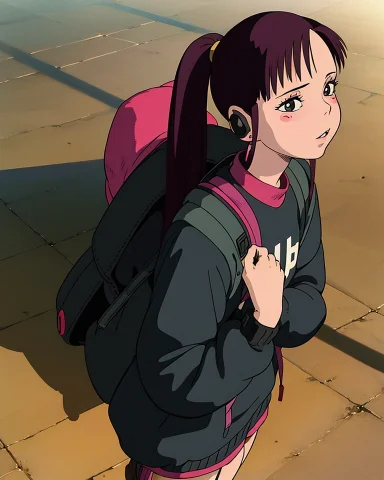Spirited, Portrait Of A Beautiful Goth Girl, Backpack, 1990s... — Stable Diffusion AI Prompt: @Spirited, portrait of a beautiful goth girl, backpack, 1990s techwear, headphon...