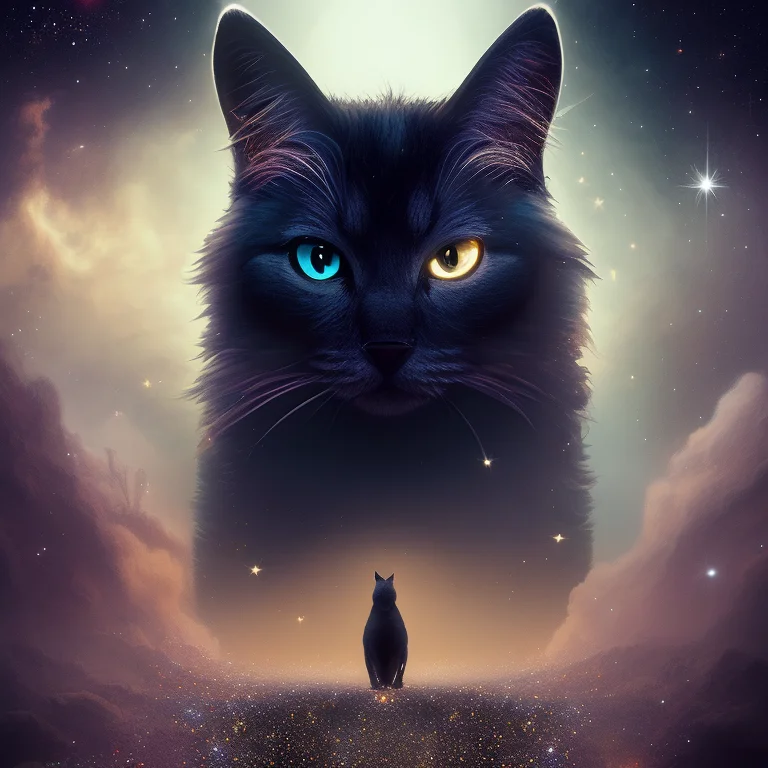 A Godly Space Cat, Otherworldly And Etherial, Full Body Shot...