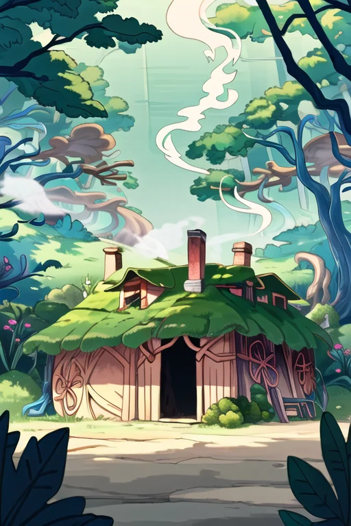 A Scene Of A Tattered Cottage In The Middle Of A Thick Fores...