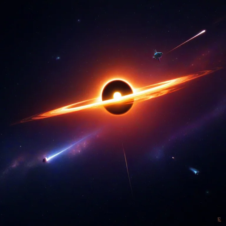 Space Ships,ftl,black Hole,generate A Vibrant, Glowing Neon...