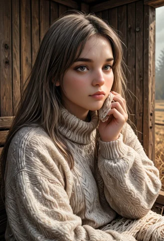 Raw Atmospheric Portrait Of A Uvg1 In A Rustic Setting, Lean... — SDXL AI Prompt: Raw atmospheric portrait of a uvg1 in a rustic setting, leaning against a weathe...