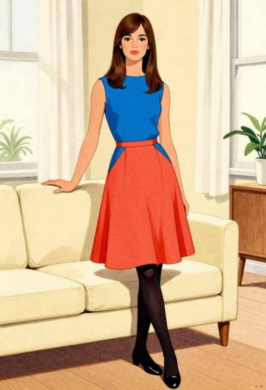 Vintage 1960s American Commercial Fashion Illustration, Semi...