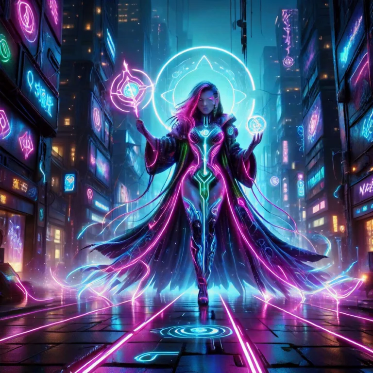 Colorful Led Lights, Powerful Futuristic Cut Casting A Spell...