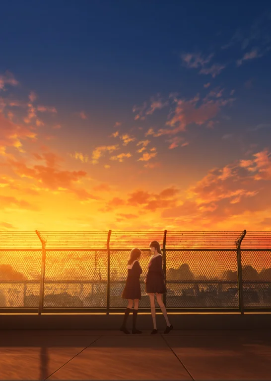 Colortempslider, 1girl, Two Girls, School Uniform, Standing...
