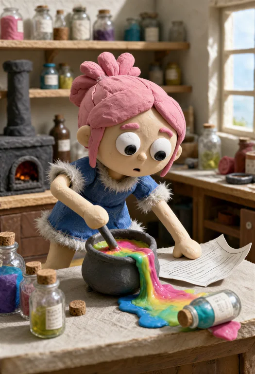 A Single Frozen Frame Of Lydie Malen, Alone In Her Alchemy A...