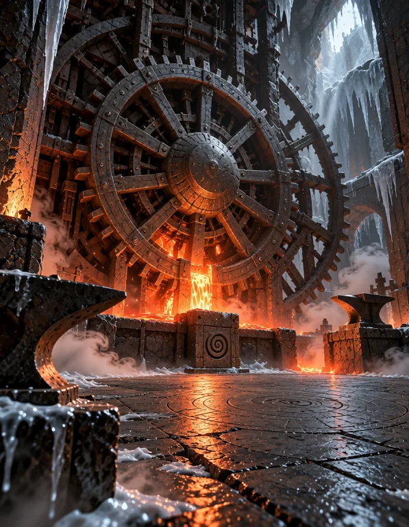 3xpl0r3 Dung30n, Photorealistic, Same Dwarven Magma Forge, D...