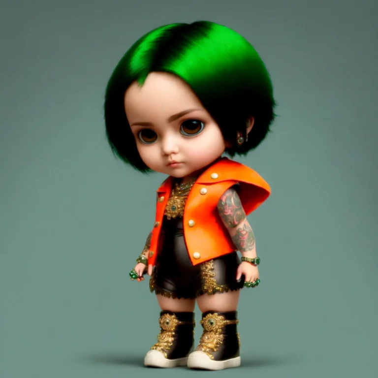 Cbzbb, A Cute Woman With Short Green Hair Wearing Leather Cl...