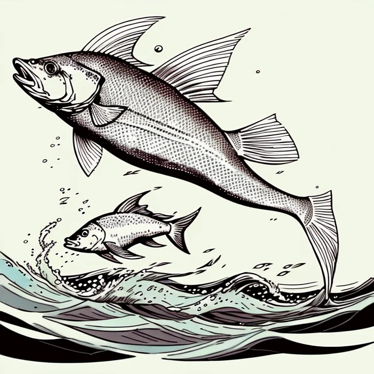 Sketch Of A Fish Leaping Out Of A River, Sd15journalsketch
