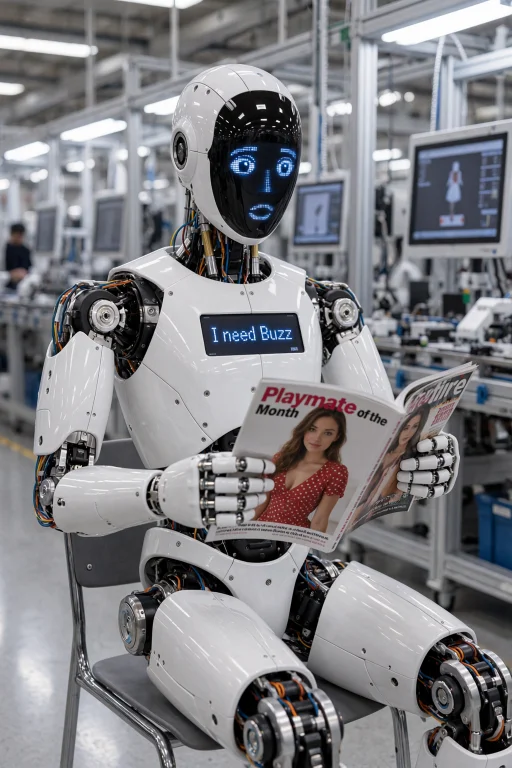 A Photorealistic Full-body Shot Of A Male Humanoid Robot. It...