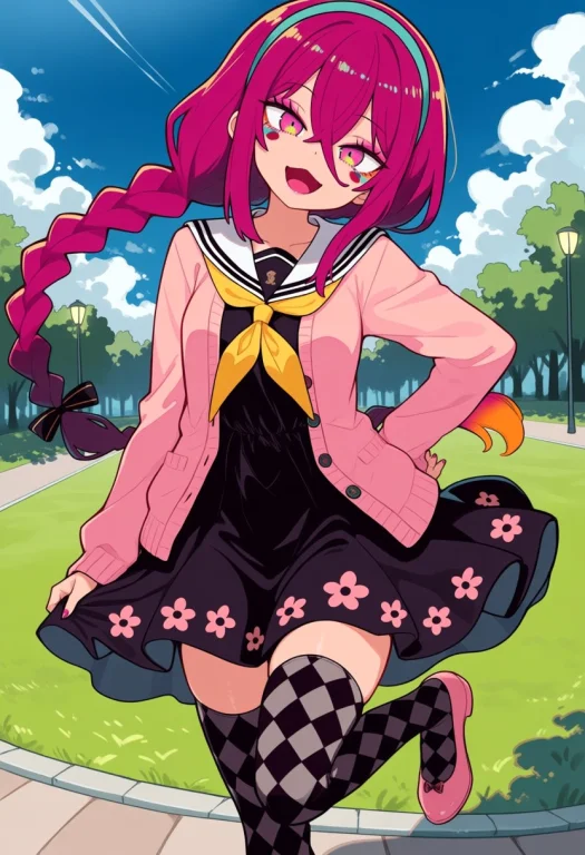 Masterpiece,best Quality1.2,cmbspanima, 1girl, Dark Pink Hai...