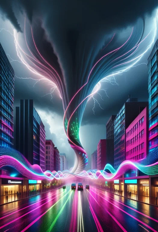 High Quality, A Massive Tornado Made Of Colorful Led Lights,...
