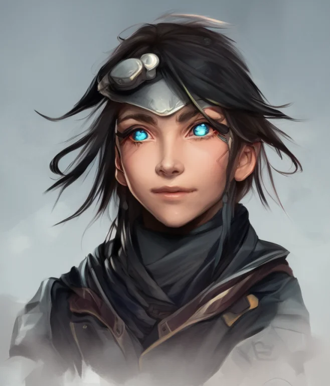 A Cyberpunk Rogue In A Thiefs Costume, Mildly Saturated Eyes...