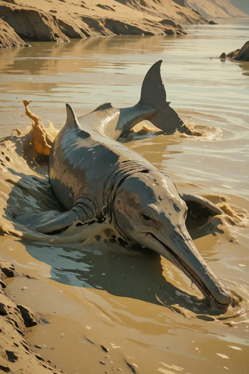Nature, An Indus River Dolphin Rolling At The Surface Of The...
