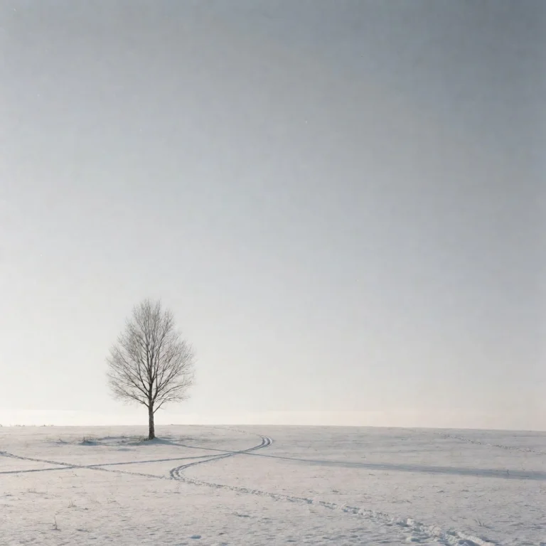 A Minimalist Winter Photograph Of A Single Leafless Tree Sta...