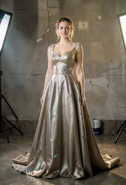 A Metallic Gown Reflecting Studio Spotlights, Documentary Ph...