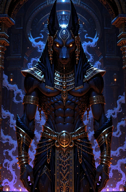 Photographic Cinematic Style Majestic Anubis Egyptian God O...