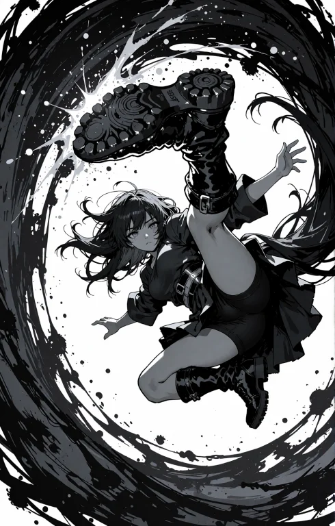 Mid-air Spinning Kick The Female Character Is Captured At Th...