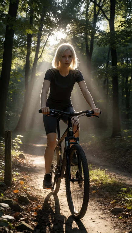 A Young Woman With Short, Straight Blonde Hair And A Neutral...