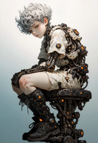 This Is A Digital Semi-realistic Sci-fi Style. The Central F... — Stable Diffusion AI Prompt: This is a digital semi-realistic sci-fi style. The central figure is a young per...
