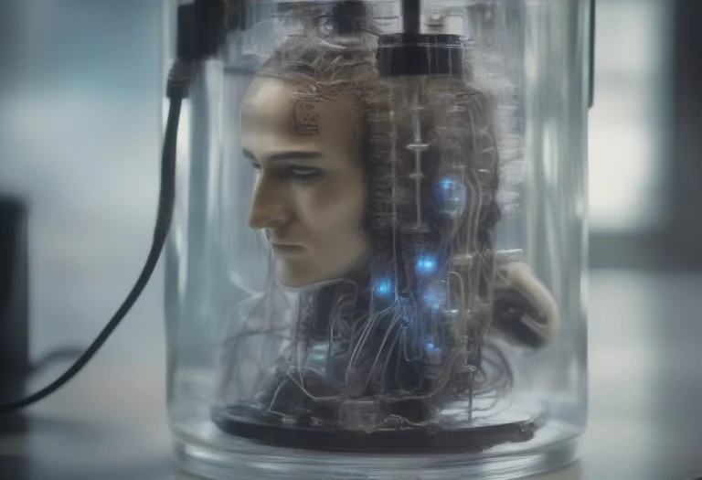 The Living Head Of An Arab Scientist, In A Jar, Connected To...