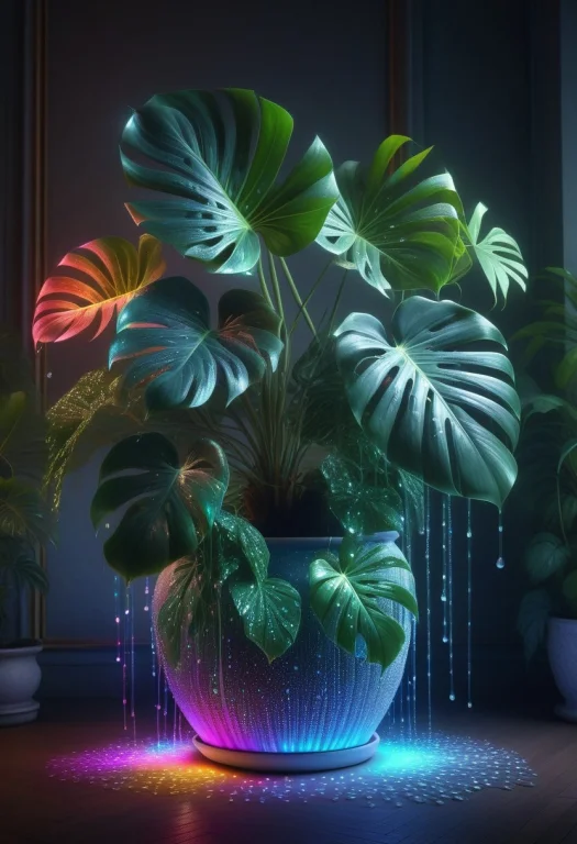 8k, Raw Digital Photo, High Quality, A Giant Monstera Plant...