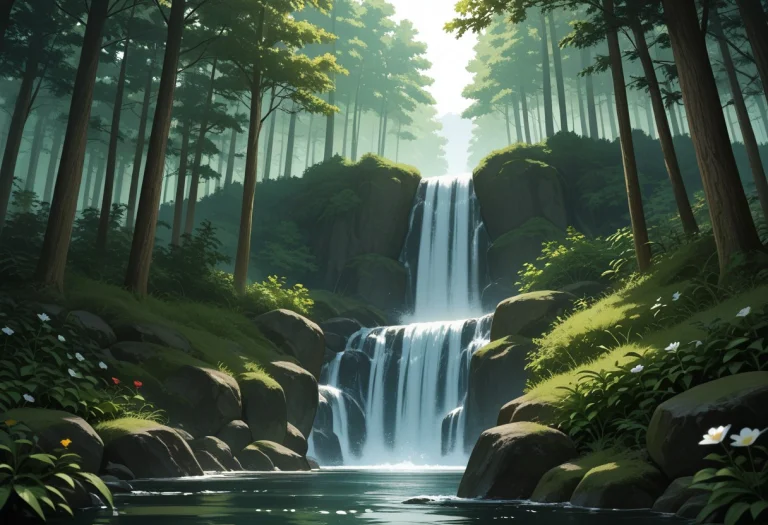 Masterpiece, Best Quality, Amazing Quality, Forest, Waterfal...