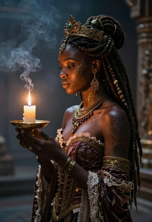 A Cinematic Portrait Of A Mystical Regal Woman In Three-quar...