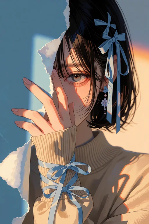 Nijisis, Digital Painting Of A Young Woman With A Short, Dar...