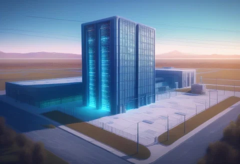A Data Center Cathedral Humming With Cold Light, Childrens B... — SDXL AI Prompt: a data center cathedral humming with cold light, children's book illustration, s...