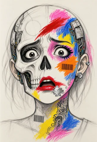 A Close-up, Front-facing Composition Of A Coloring Book Page... — Stable Diffusion AI Prompt: A close-up, front-facing composition of a coloring book page, rendered on heavy-...