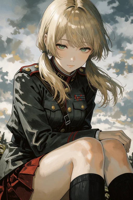 A Contemporary Anime Style Illustration With Ink-pen Stroke...