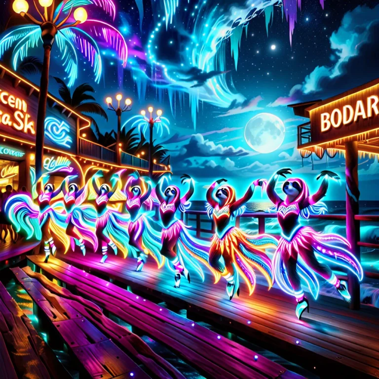 Sloth Dancers Under The Boardwalk, Wearing Clothing Made Of...