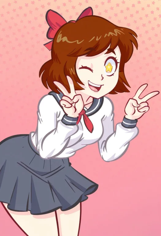 Mattisxl, 1girl, Short Hair, Brown Hair, Hair Bow, Star Symb...
