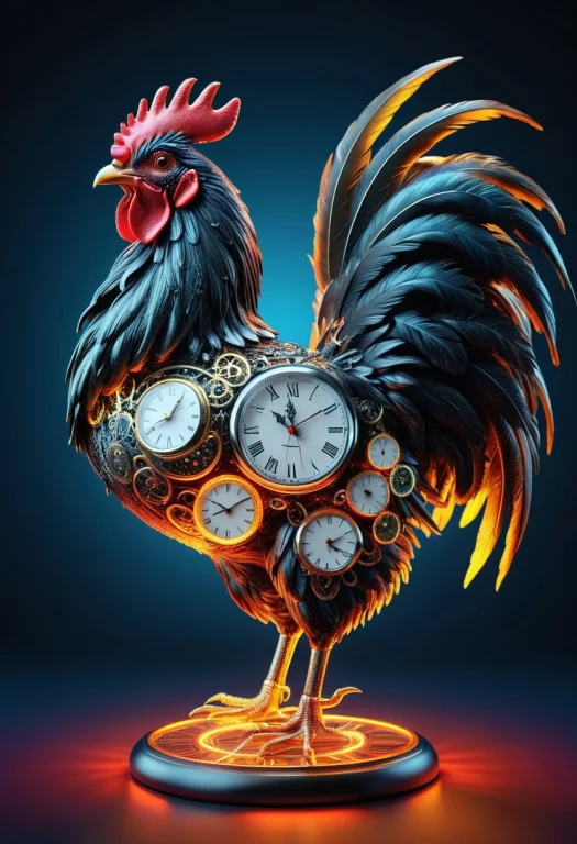 Rooster, Clock Rooster, Rooster Made Of Clock , Colorful, ,...
