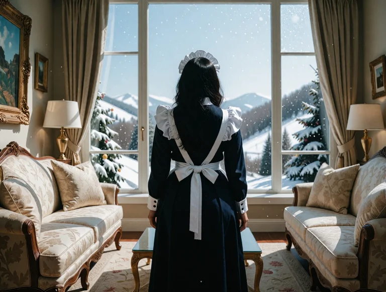 Mona-s, Wearing A Typical French Maids Uniform, Standing In...
