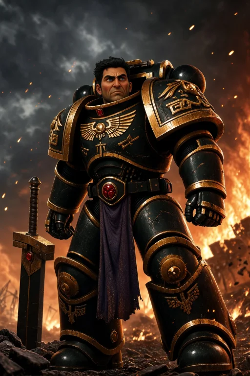 Masterpiece, Best Quality, 1boy, Dark Space Marine, Warhamme...