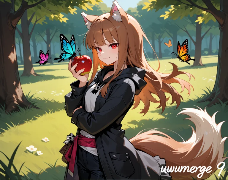 1girl, Holo, Solo, Wolf Ears, Wolf Tail, Animal Ears, Tail,...