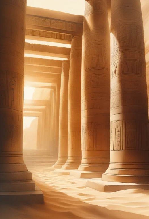High Quality, Detailed, An Egyptian Temple Half-buried In Go...