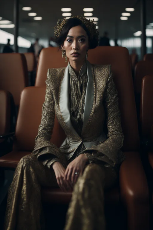 Photo Portrait Of An Woman Wearing Intricate Attire Sitting...