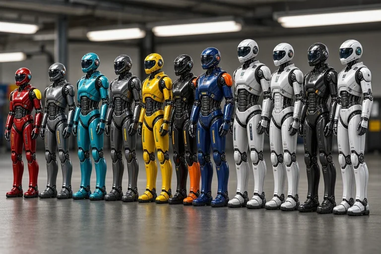 Scene On The Job Site, Scene Featuring A Row Of Glossy Anima...