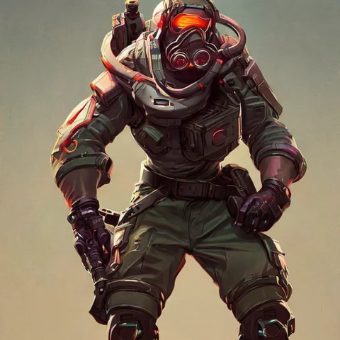 A Cyborg Future Cyberpunk Soldier, Futuristic Marine Wearing... — Stable Diffusion AI Prompt: a cyborg future cyberpunk soldier, futuristic marine wearing a gas mask and gogg...