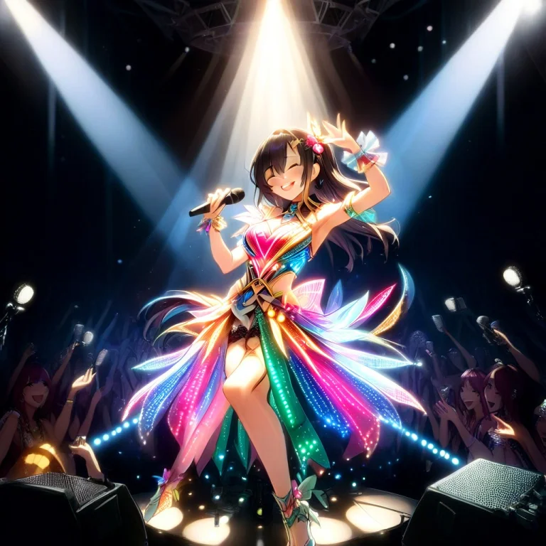 1girl, Solo, Smile, Idol, Idol Clothes, One Eye Closed, Led,...